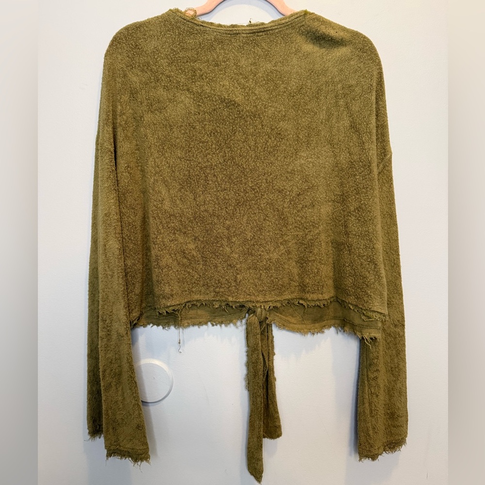 Free People Emma's Henley Tie Front Boho Crop Top Large - Picture 6 of 6